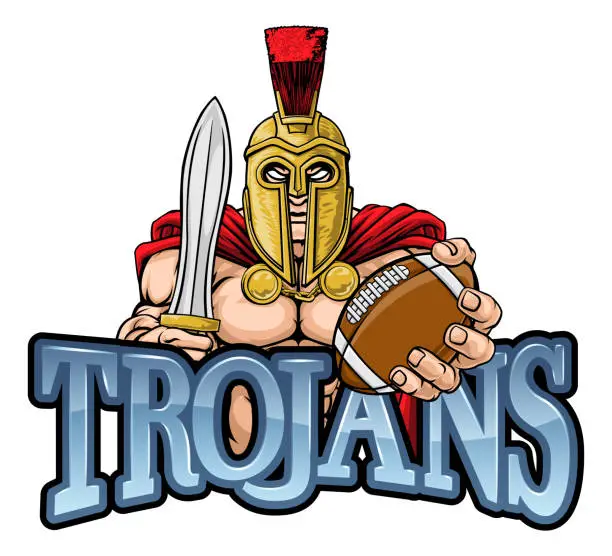 Vector illustration of Trojan Spartan American Football Sports Mascot