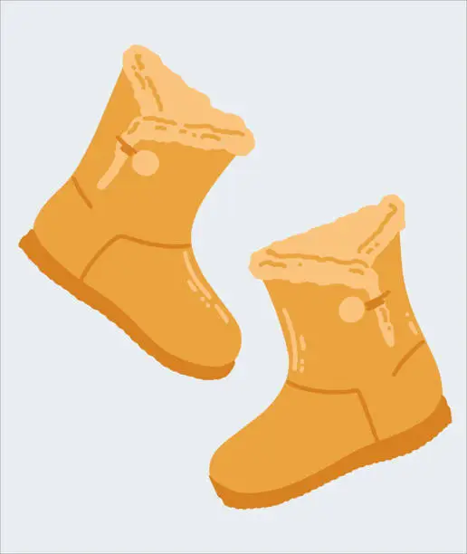 Vector illustration of A pair of winter warm women's boots.
