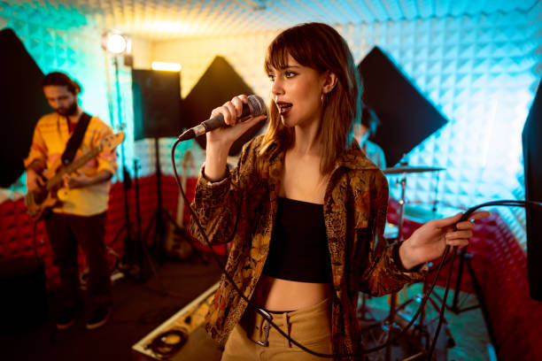 istock Band having rehearsal at the music recording studio 1432881357