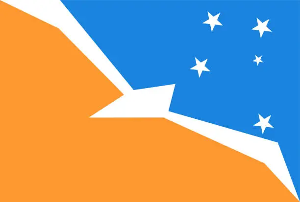 Vector illustration of Tierra del Fuego Flag. Argentina Provinces. Vector Illustration.
