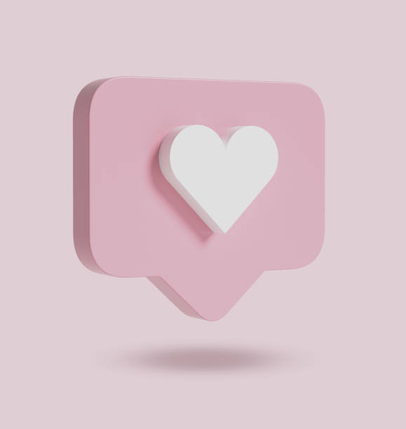 istock pink social media likes on pastel pink background. 3d render. 1432882290