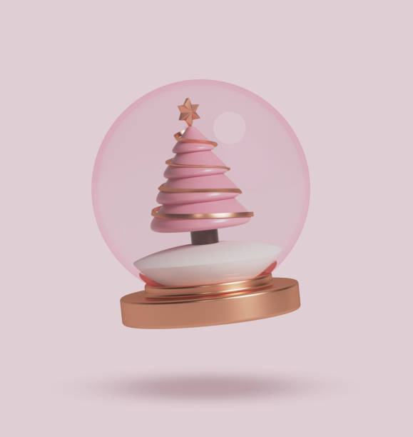 istock pink vintage snow globe with decoration with christmas tree 1432882296