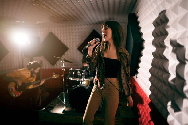 istock Pop band having rehearsal at the music recording studio 1432883201