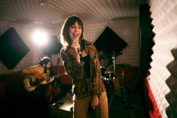 istock Pop band having rehearsal at the music recording studio 1432883370