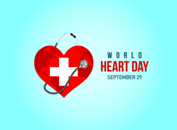 World Heart Day concept vector World Heart Day concept vector illustration. Heart with a stethoscope heart health care concept. World Heart Day  stock illustrations