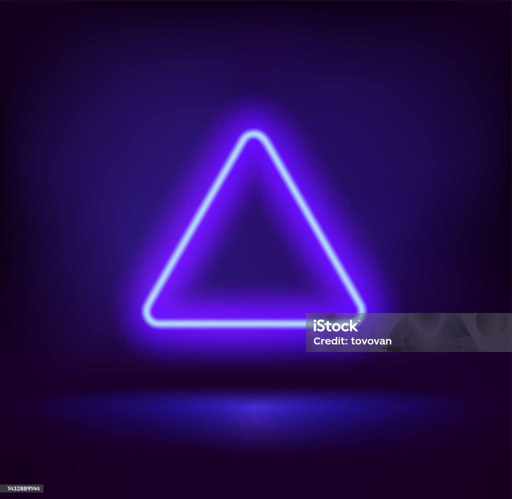 Neon Triangle Vector Dark Interior With Violet Neon Triangle Shape Vector Illustration Stock ...