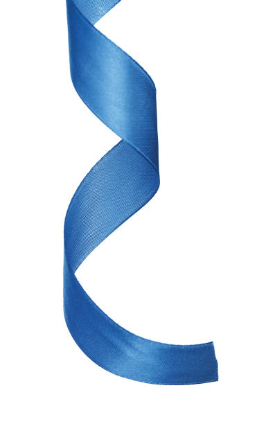 istock Dark blue satin ribbon isolated on white background 1432890952