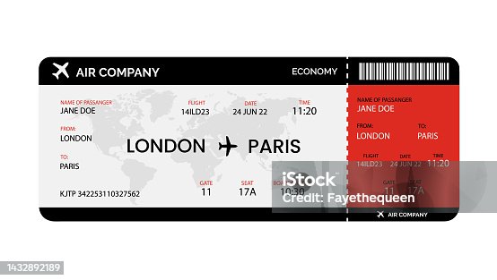 istock Boarding pass template isolated on white background. 1432892189