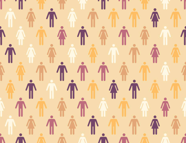 Diverse People Seamless Background People racial diversity social media networking teamwork connections seamless background pattern. aging population stock illustrations