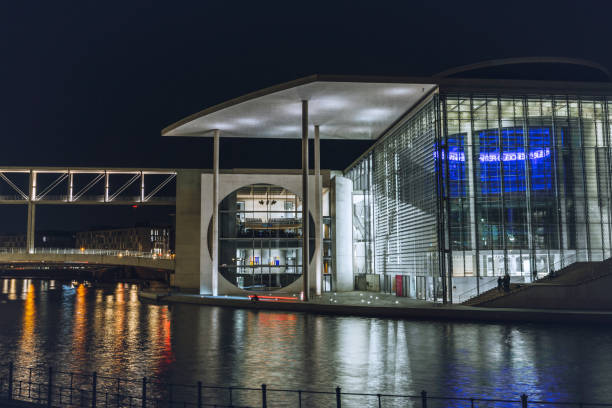 istock modern architecture in the government district in Berlin at night 1432894696