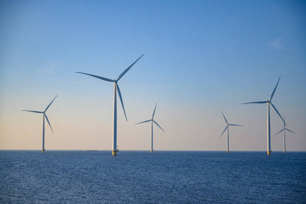 istock Wind turbines in an offshore wind park producing electricity 1432896717