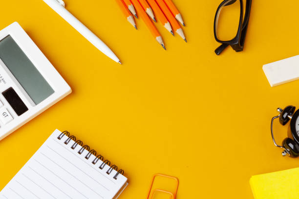 istock Green office desk with white stationery, copy space 1432898578