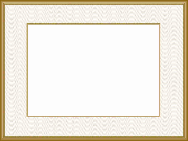 ilustrações de stock, clip art, desenhos animados e ícones de vintage frame design with passe-partout. classic border with guilloche line art pattern. light brown picture frame. vector abstract template a4 for photo book page, certificate, diploma. white background for copy space. eps10 illustration - backgrounds paper bag brown background striped