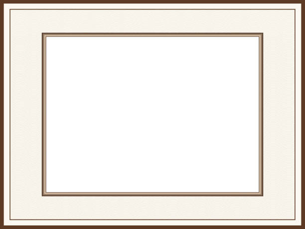 ilustrações de stock, clip art, desenhos animados e ícones de classic frame design with passe-partout. vintage border with guilloche line art pattern. brown picture frame. vector abstract template a4 for certificate, diploma, photo book page. white background for copy space. eps10 illustration - backgrounds paper bag brown background striped