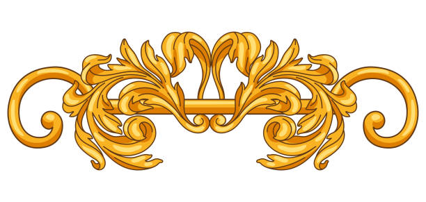 istock Decorative floral element in baroque style. Golden curling plant. 1432900327