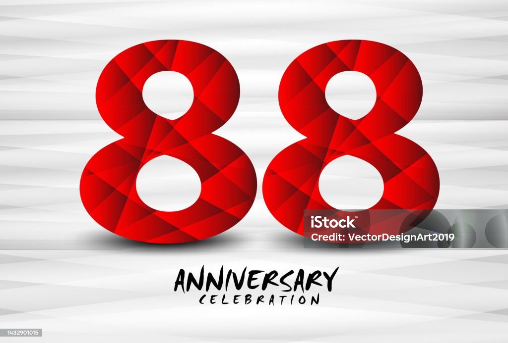 88 Jahre Jubiläumsfeier Logo Roter Polygonvektor 88 Nummer Design 88