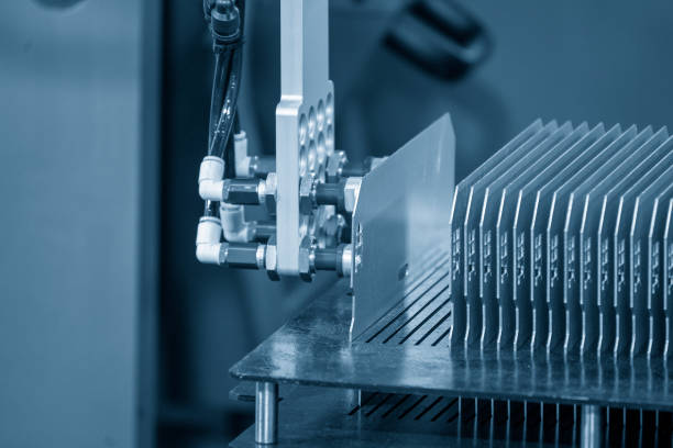 istock The high technology sheet metal forming by robotic arm with hydraulic press brake machine. 1432901491