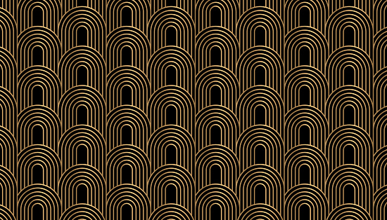 Gold Art deco pattern background. Geometric decorative texture. Luxury vintage concept.
