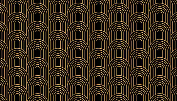 Gold Art deco pattern background. Geometric decorative texture. Luxury vintage concept. Gold Art deco pattern background. Geometric decorative texture. Luxury vintage concept. 1930s style stock illustrations