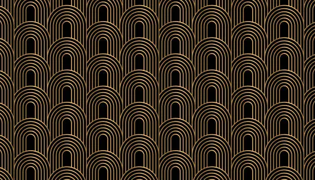 Vector illustration of Gold Art deco pattern background. Geometric decorative texture. Luxury vintage concept.