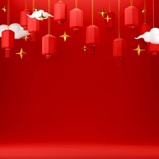 fond de luxe rouge chinois avec piédestal, podium, scène ronde - showcase interior home decorating home interior three dimensional shape photos et images de collection