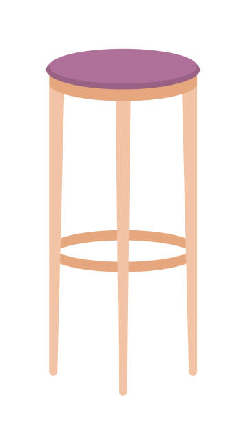 Bar chair semi flat color vector character Bar chair semi flat color vector character. Full sized item on white. Convenient element of interior. Public place arrangement simple cartoon style illustration for web graphic design and animation indoors bar restaurant sofa stock illustrations