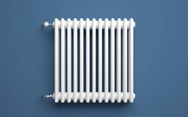radiador clásico frente al fondo - ilustración 3d - gas prices energy crisis environment finance fotografías e imágenes de stock