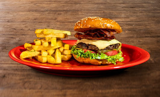 hamburger with bacon