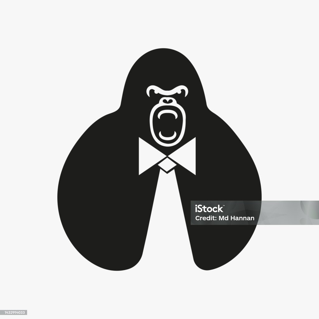Gorilla Tie Logo Negative Space Concept Vector Template Gorilla Holding Tie  Symbol Stock Illustration - Download Image Now - iStock