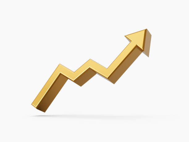 istock Gold up arrow success isolated Background 3d Illustration 1432919048