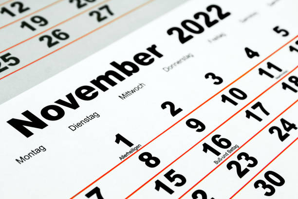 istock German calendar 2022  November and weekdays close up 1432919419