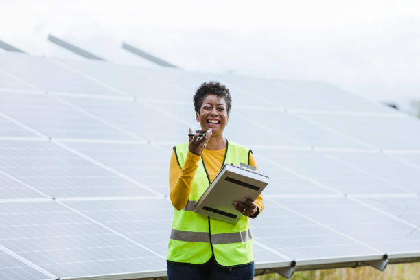 istock Female inspector uses mobile phone 1432919498