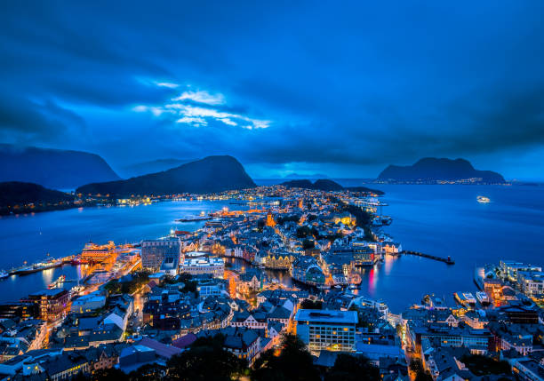 istock Overview of Alesund at dusk. 1432920414
