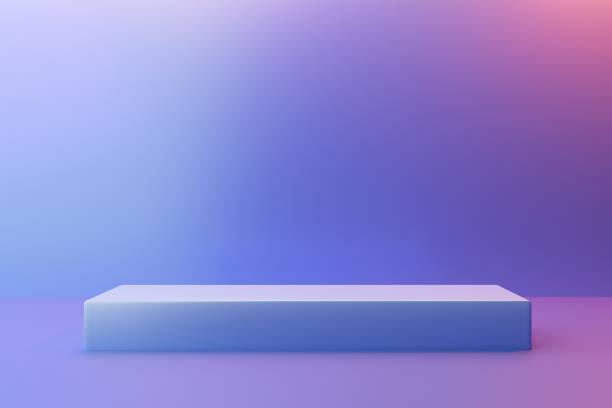 istock One pedestal on a pink-blue background, 3d render 1432921072