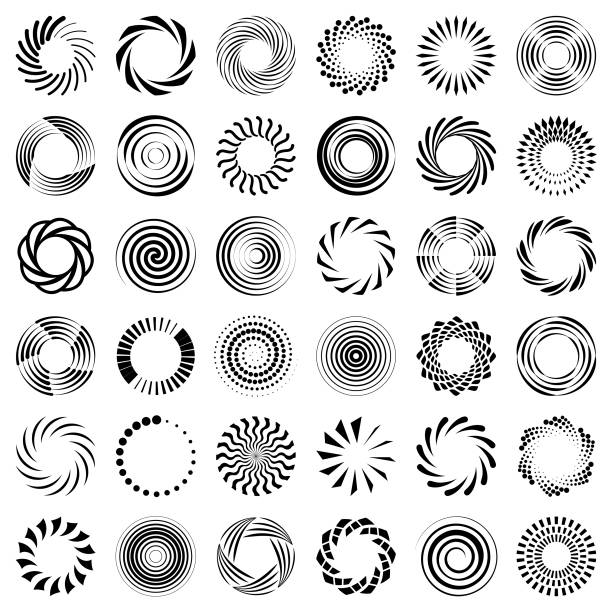 Circles Set of different circles. Abstract design elements. Round vector geometric shapes. hypnosis circle stock illustrations