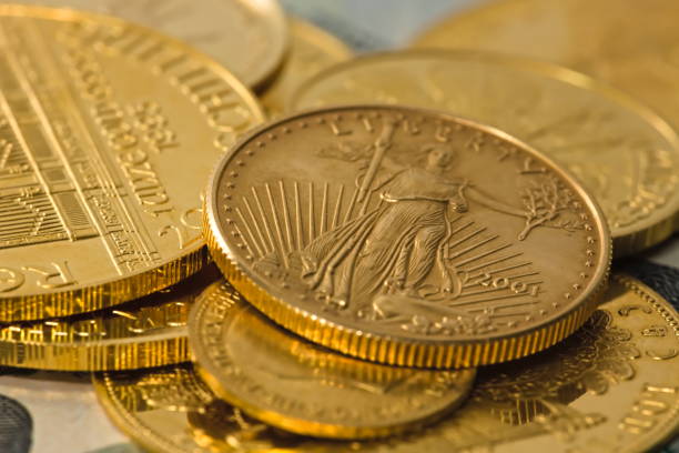 istock Closeup image of gold coins 1432926153