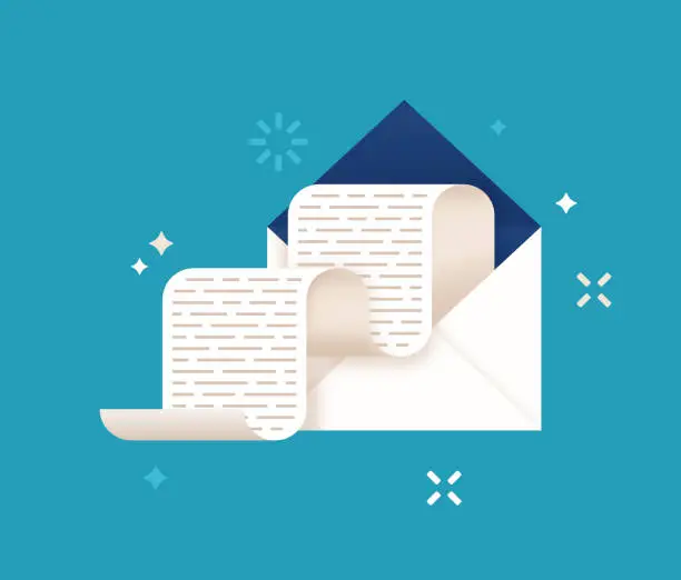 Vector illustration of Long Written Letter and Envelope