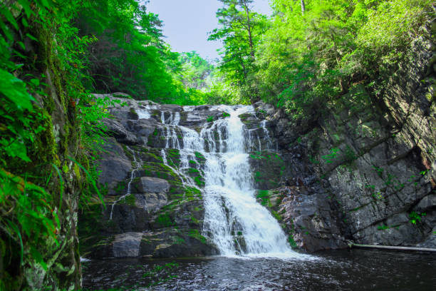 istock Side mid-height view of waterfall with pond at the base 1432930721