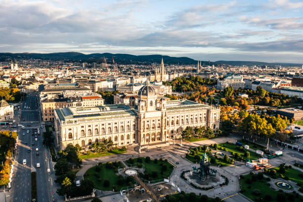 Aerial Drone Photo - Sunrise over Vienna, Austria