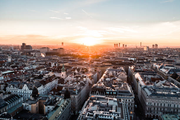 istock Aerial Drone Photo - Sunrise over Vienna, Austria 1432931008