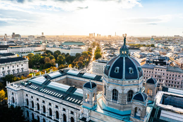 istock Aerial Drone Photo - Sunrise over Vienna, Austria 1432931054