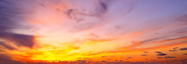 istock Beautiful sky with bright sunset (sunrise) and clouds. Wide photo. 1432932759