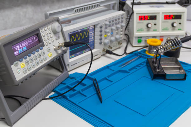 istock Power supplies and electronic measuring devices in the laboratory 1432935055