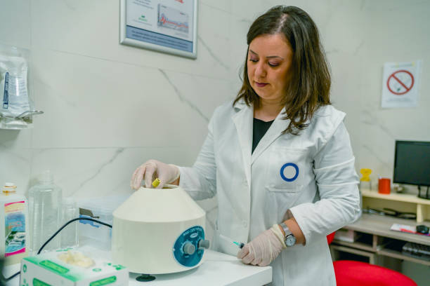 istock Preparation of blood for injections 1432939969