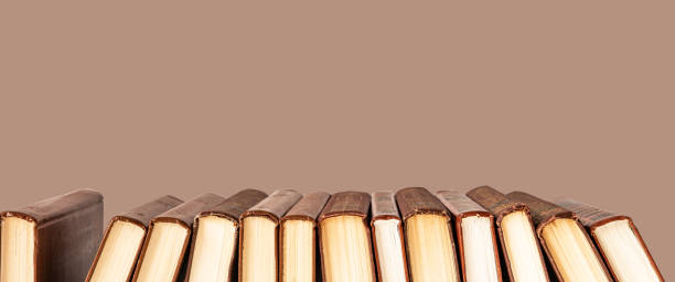 istock Paper book row, literature banner with background for text 1432940029