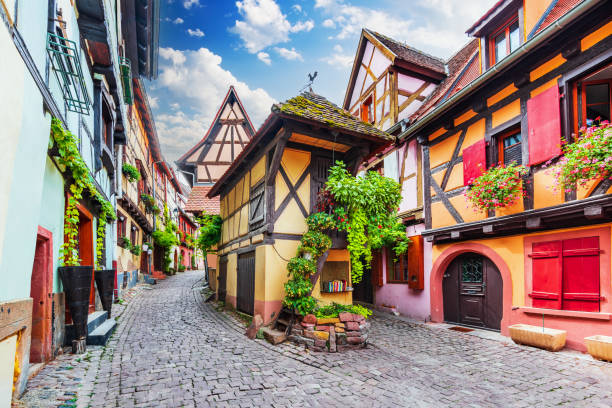 Eguisheim, France. most beautiful villages of Alsace. stock photo