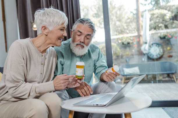 istock Senior couple researching about medicine on the internet 1432945769