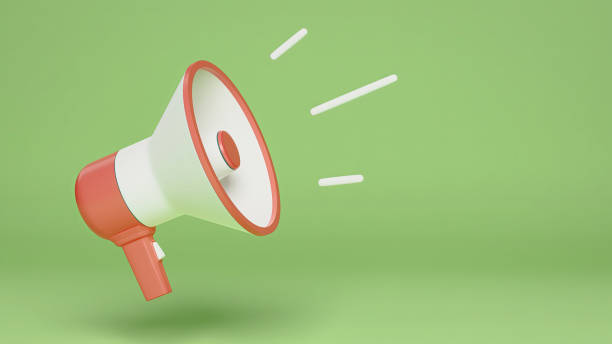 istock Megaphone with copy space, announcement on isolated green background, 3d render 1432946311