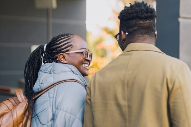 istock Young black couple looking at each other with love 1432948091