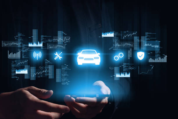 istock The concept of smart machine control through a smartphone and other devices with a hologram over. 1432949266